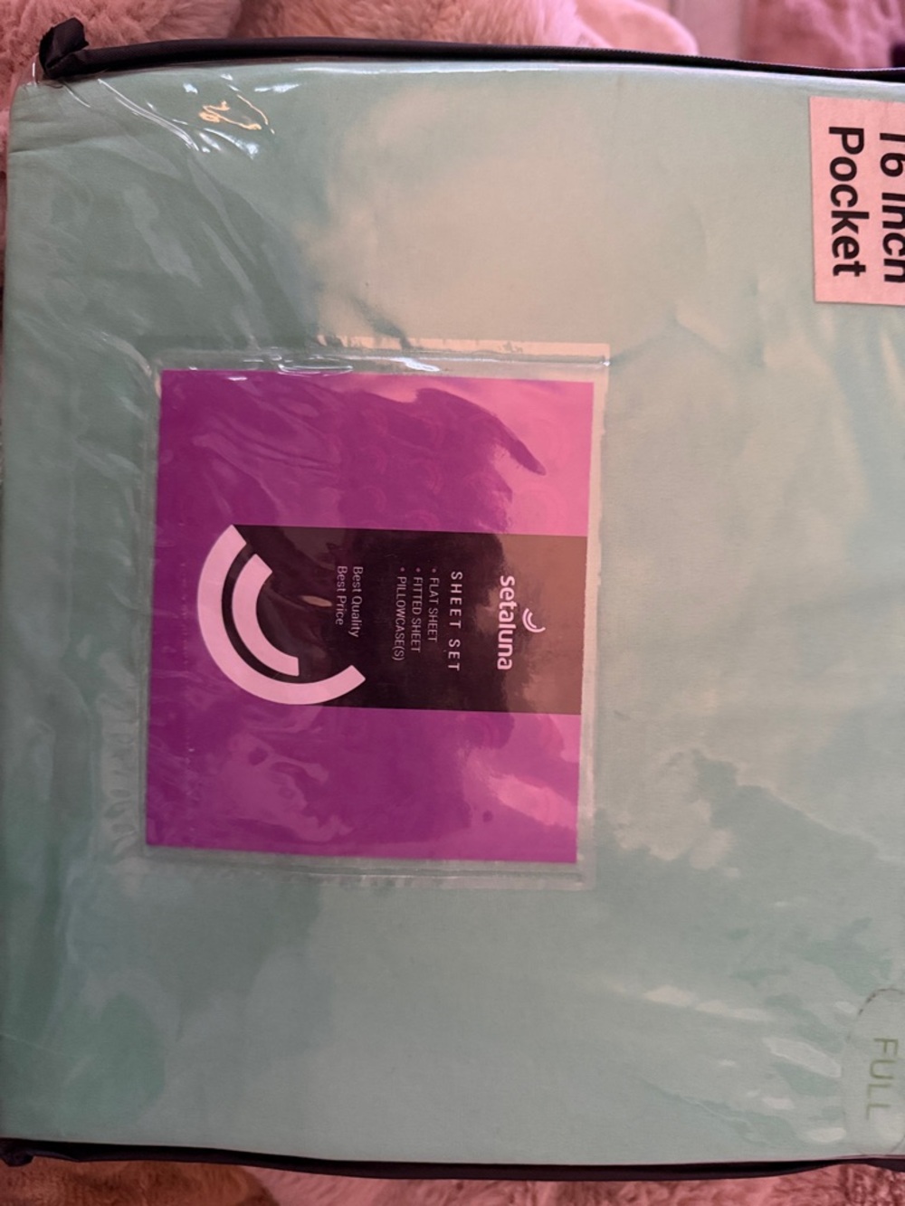 SeaLuna Full Sheet Set in Mint with Purple Accent